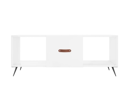 Mesa de centro madera contrachapada blanco brillo 102x50x40 cm