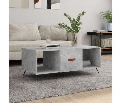 Mesa de centro madera contrachapada gris hormigón 102x50x40 cm