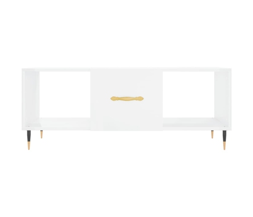 Mesa de centro madera contrachapada blanco brillo 102x50x40 cm