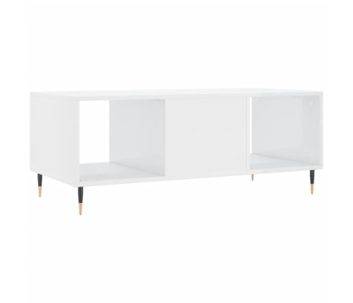 Mesa de centro madera contrachapada blanco brillo 102x50x40 cm