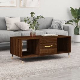 Mesa de centro madera contrachapada roble marrón 102x50x40 cm