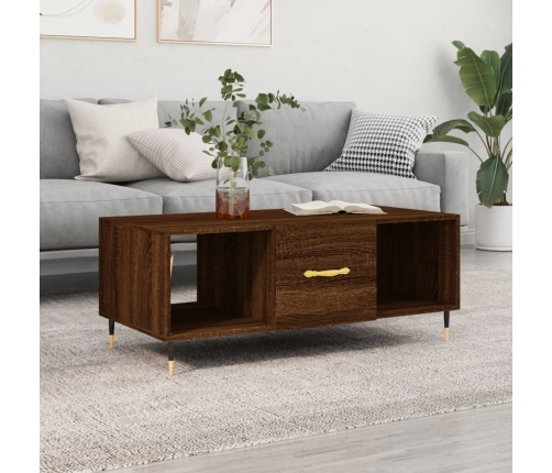 Mesa de centro madera contrachapada roble marrón 102x50x40 cm