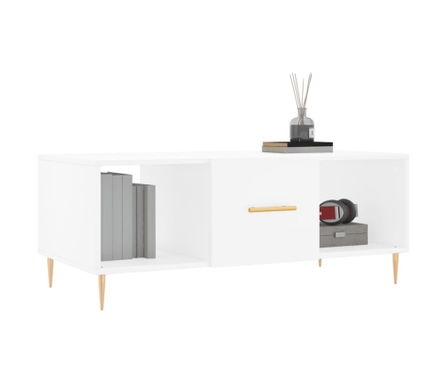 Mesa de centro madera contrachapada blanco 102x50x40 cm