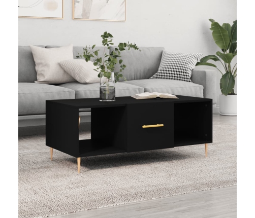 vidaXL Mesa de centro madera contrachapada negro 102x50x40 cm