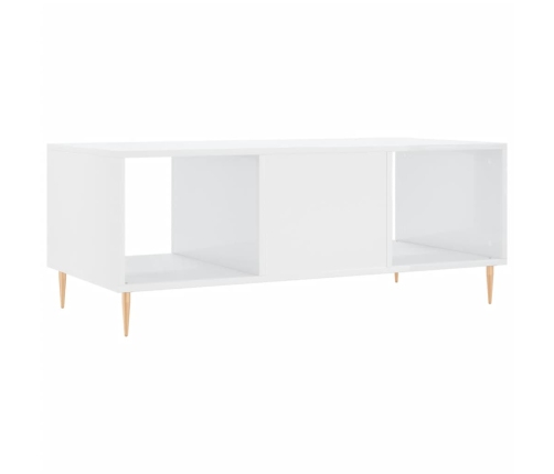 Mesa de centro madera contrachapada blanco brillo 102x50x40 cm