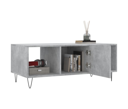 Mesa de centro madera contrachapada gris hormigón 102x50x40 cm