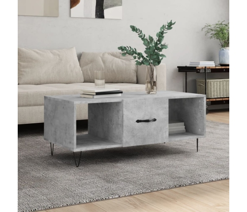 Mesa de centro madera contrachapada gris hormigón 102x50x40 cm