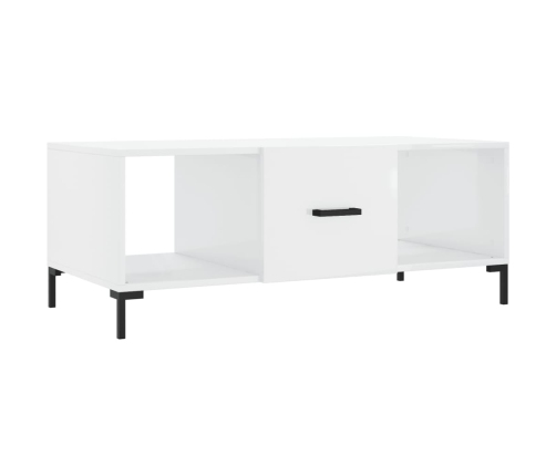 vidaXL Mesa de centro madera contrachapada blanco brillo 102x50x40 cm