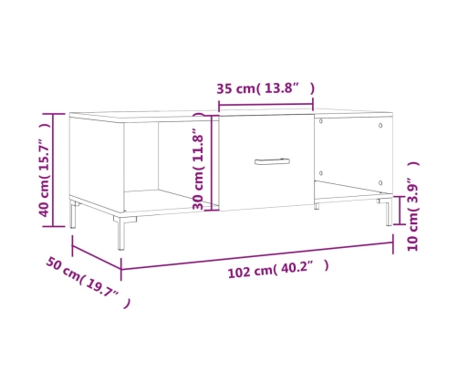 Mesa de centro madera contrachapada roble Sonoma 102x50x40 cm