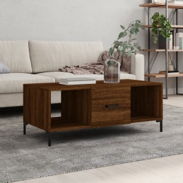 Mesa de centro madera contrachapada roble marrón 102x50x40 cm