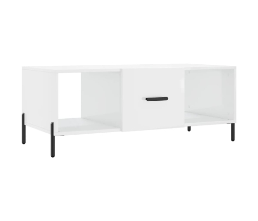 Mesa de centro madera contrachapada blanco brillo 102x50x40 cm