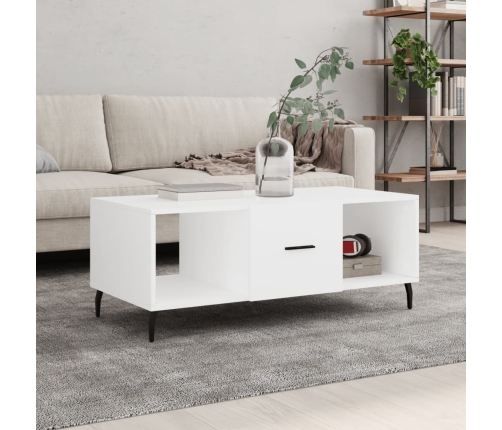 Mesa de centro madera contrachapada blanco 102x50x40 cm