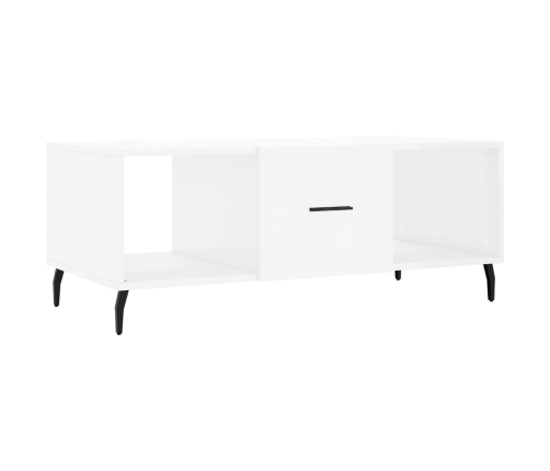 Mesa de centro madera contrachapada blanco brillo 102x50x40 cm