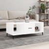 Mesa de centro madera contrachapada blanco brillo 102x50x40 cm