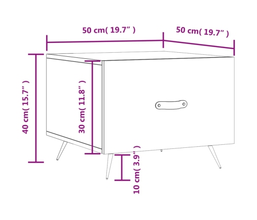 Mesa de centro madera de ingeniería blanca 50x50x40 cm