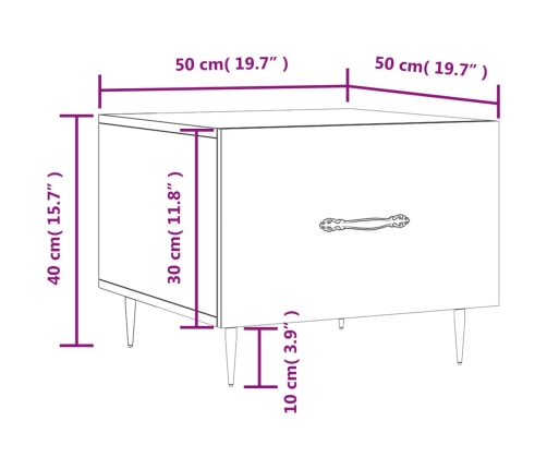 Mesa de centro madera de ingeniería blanca 50x50x40 cm