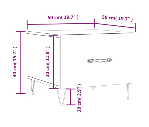 Mesa de centro madera contrachapada negro 50x50x40 cm