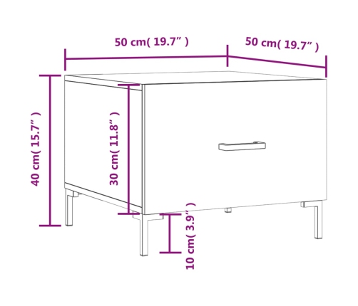 Mesa de centro madera de ingeniería blanca 50x50x40 cm