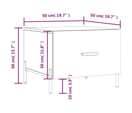 Mesa de centro madera contrachapada negro 50x50x40 cm