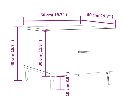 Mesa de centro madera contrachapada negro 50x50x40 cm