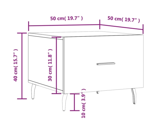 Mesa de centro madera contrachapada roble marrón 50x50x40 cm