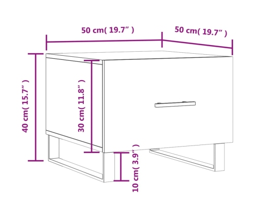 Mesa de centro madera de ingeniería blanca 50x50x40 cm