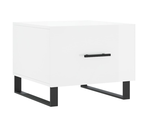 Mesa de centro madera de ingeniería brillo blanco 50x50x40 cm