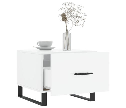 Mesa de centro madera de ingeniería brillo blanco 50x50x40 cm
