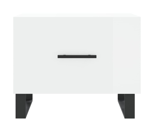 Mesa de centro madera de ingeniería brillo blanco 50x50x40 cm