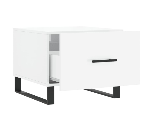 Mesa de centro madera de ingeniería brillo blanco 50x50x40 cm