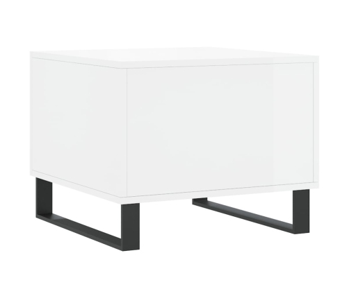 Mesa de centro madera de ingeniería brillo blanco 50x50x40 cm