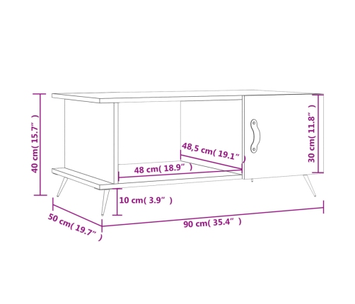 Mesa de centro madera contrachapada negro 90x50x40 cm