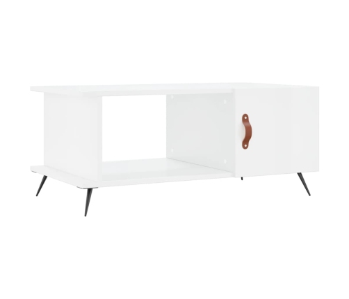 Mesa de centro madera contrachapada blanco brillo 90x50x40 cm