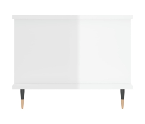 Mesa de centro madera contrachapada blanco brillo 90x50x40 cm