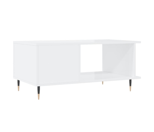 Mesa de centro madera contrachapada blanco brillo 90x50x40 cm