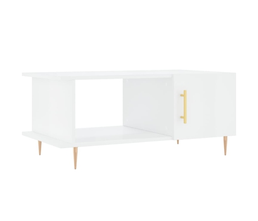 Mesa de centro madera contrachapada blanco brillo 90x50x40 cm