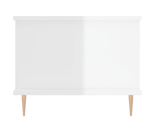 Mesa de centro madera contrachapada blanco brillo 90x50x40 cm