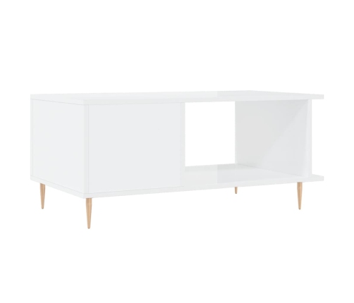 Mesa de centro madera contrachapada blanco brillo 90x50x40 cm