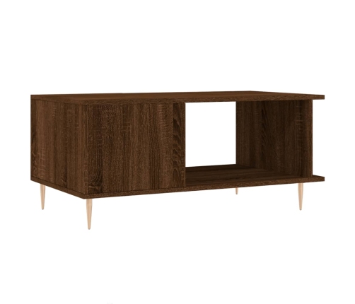 Mesa de centro madera contrachapada roble marrón 90x50x40 cm