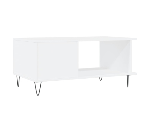 Mesa de centro madera contrachapada blanco 90x50x40 cm