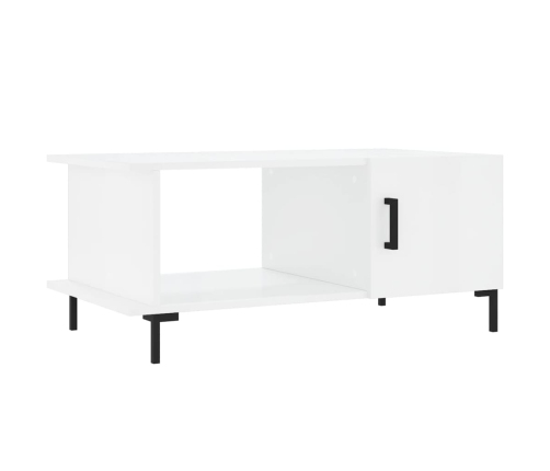 Mesa de centro madera contrachapada blanco brillo 90x50x40 cm