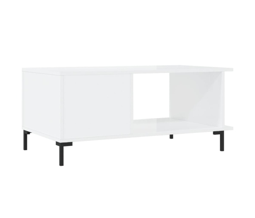 Mesa de centro madera contrachapada blanco brillo 90x50x40 cm