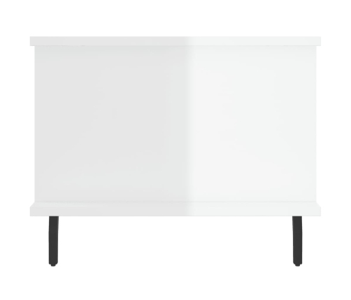 Mesa de centro madera contrachapada blanco brillo 90x50x40 cm