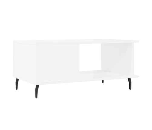 Mesa de centro madera contrachapada blanco brillo 90x50x40 cm