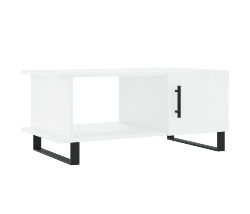 Mesa de centro madera contrachapada blanco brillo 90x50x40 cm