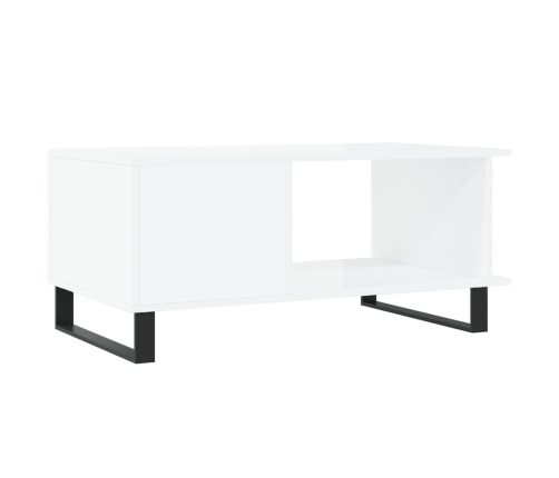 Mesa de centro madera contrachapada blanco brillo 90x50x40 cm