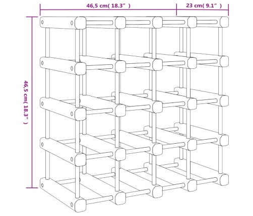 Botellero para 20 botellas madera maciza pino 46,5x23x46,5 cm