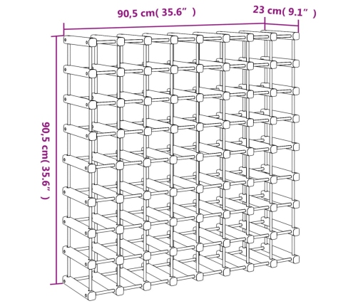 Botellero para 72 botellas madera maciza pino 90,5x23x90,5 cm