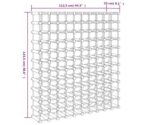 Botellero para 120 botellas madera maciza pino 112,5x23x123,5cm