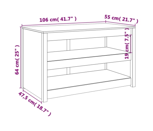 Mueble de cocina de exterior madera maciza de pino 106x55x64 cm